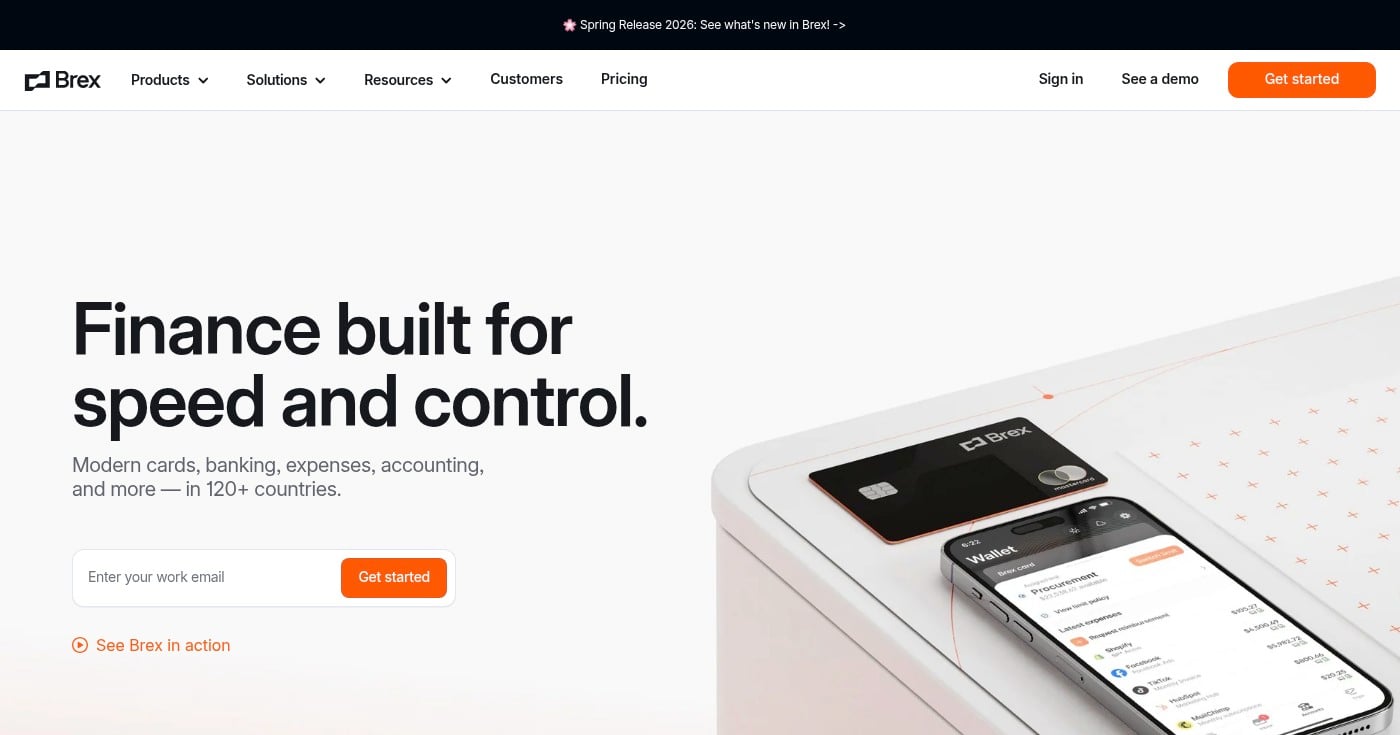 Brex corporate card platform homepage