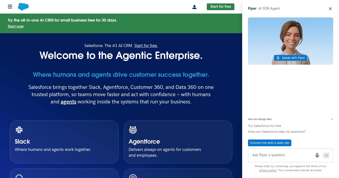 Salesforce Sales Cloud homepage