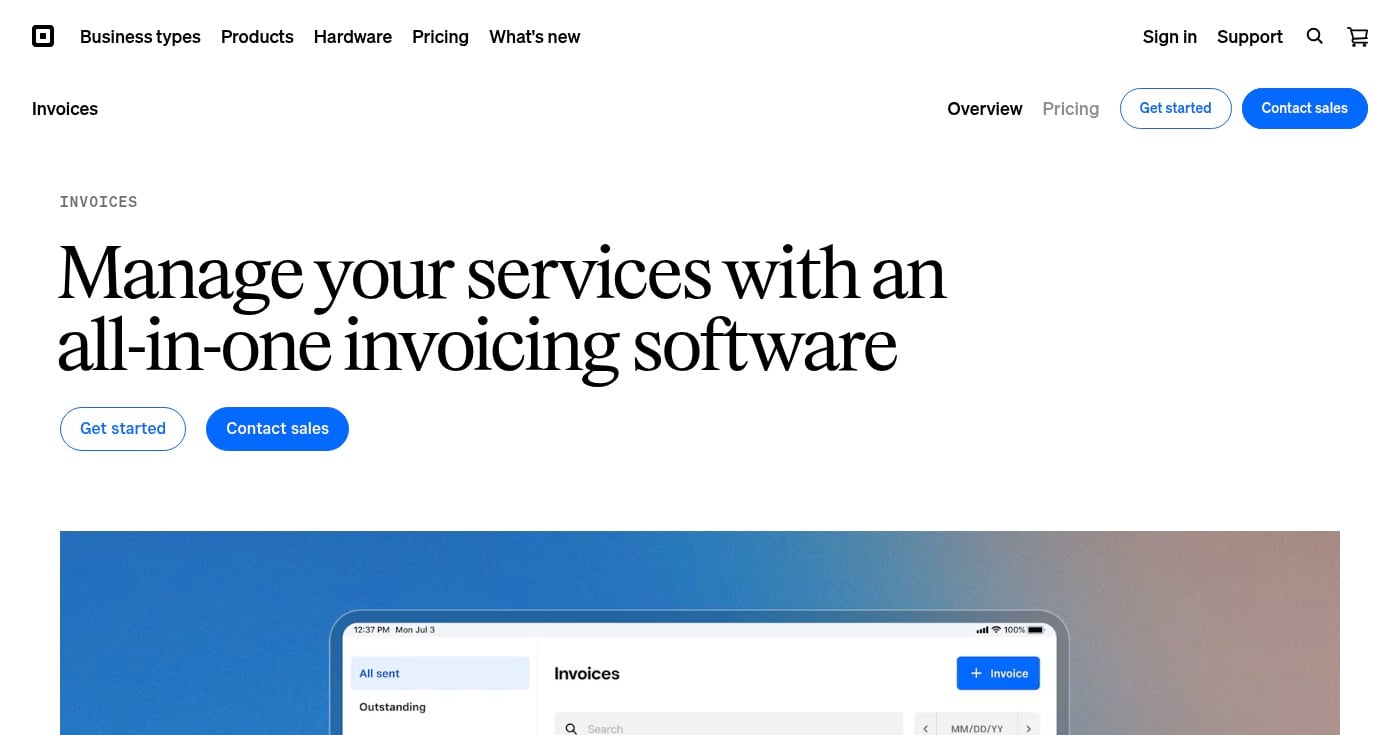 Square Invoices homepage