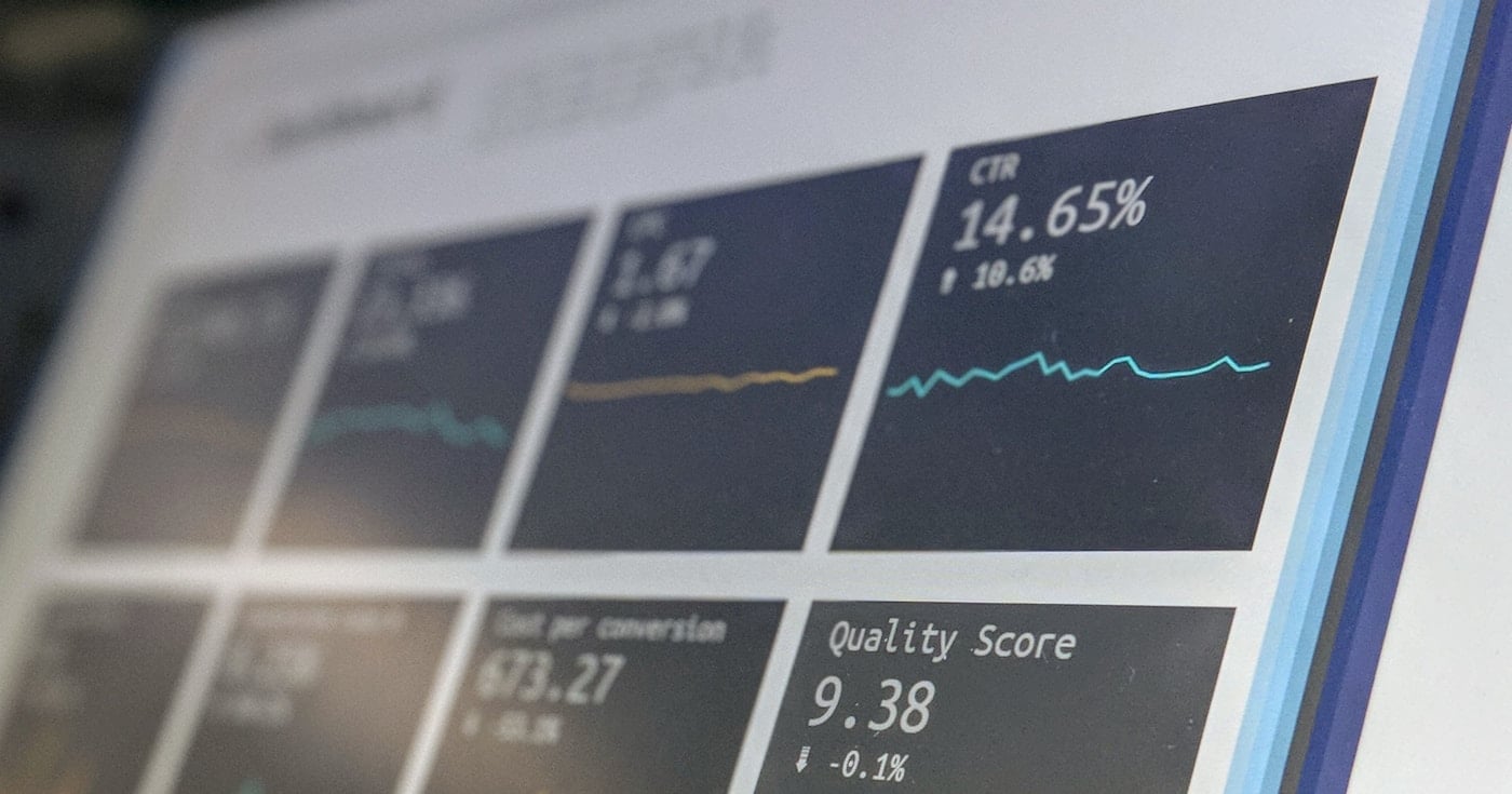 Data reporting dashboard showing financial metrics and gross margin analysis