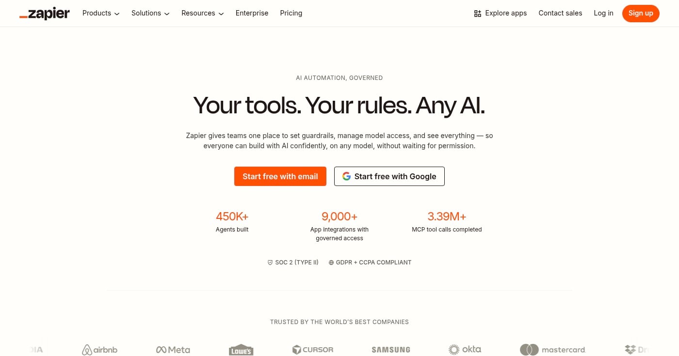 Zapier workflow automation platform